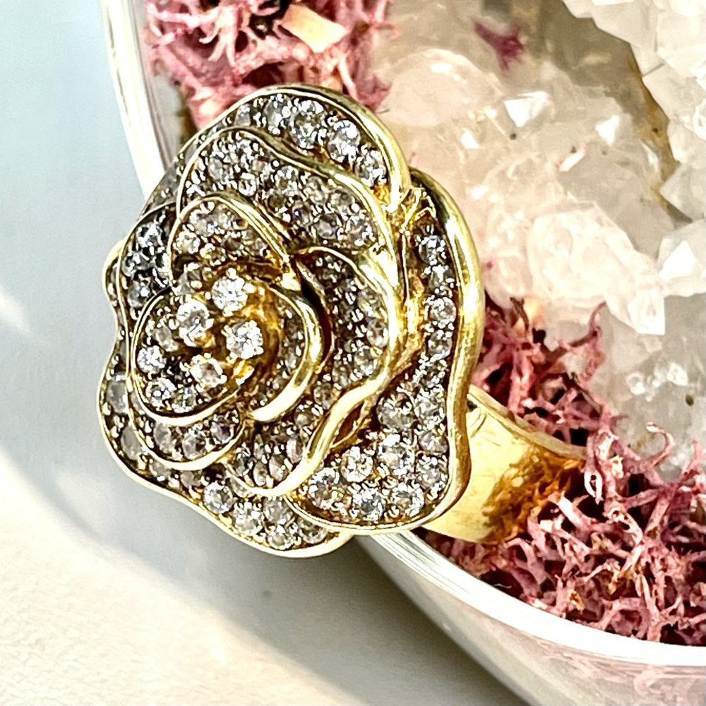 92.5 Sterling Silver Gold Tone SW925CZ Size 7